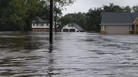 A photo by resident Kim Cashion shows Van Vleck under feet of water.