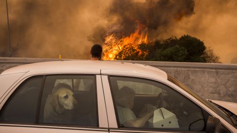 The fire forced officials to close part of Interstate 210 on Friday.