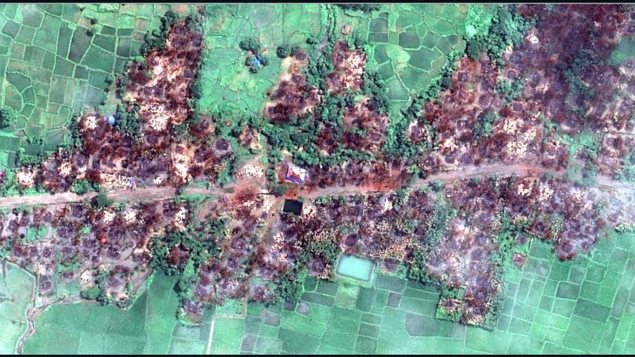 Images obtained by Human Rights Watch which allegedly show the complete destruction of the Rakhine State village of Chein Khar Li.