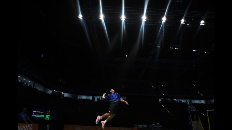 Khosit Phetpradab, a badminton player from Thailand, returns a shot against Indonesia's Jonatan Christie during the final of the Southeast Asian Games on Tuesday, August 29. Christie took home the gold.