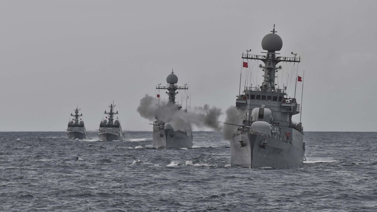 South Korea's Navy conducted a live-fire drill in the waters off the east coast of the Korean Peninsula in response to North Korea's Sunday nuclear test.