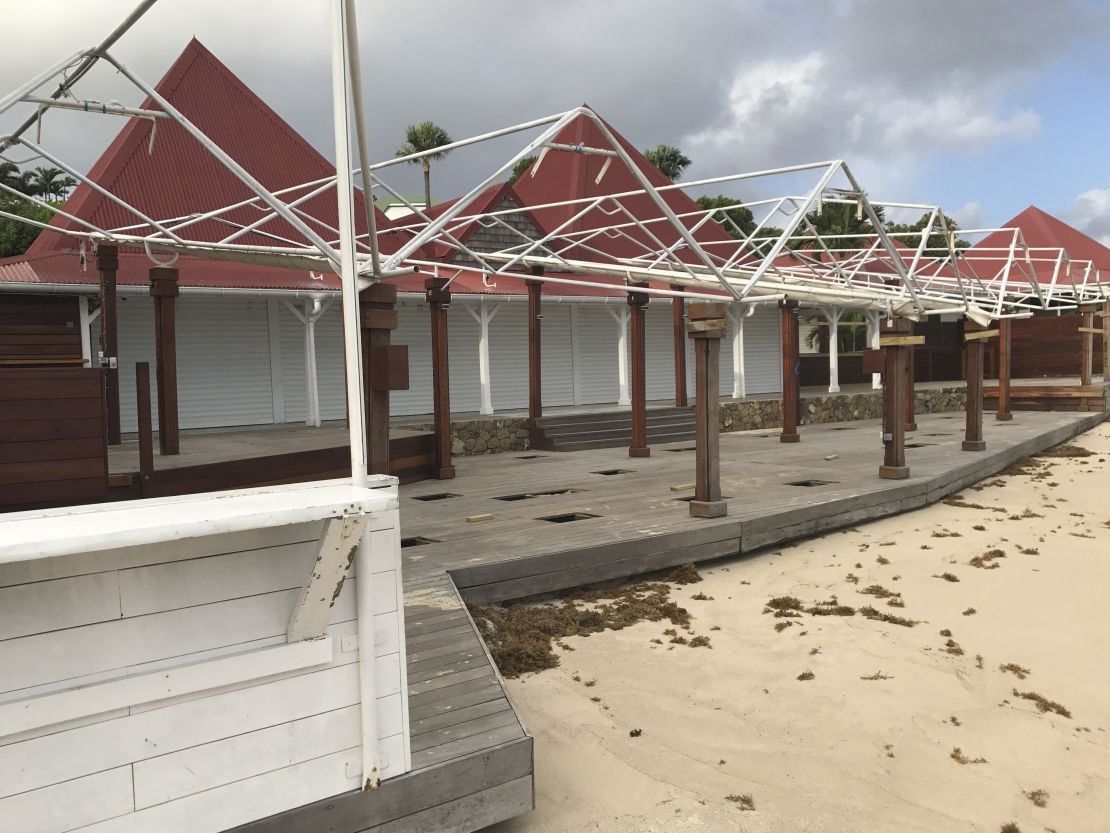 These homes on Nikki Beach in St. Barts are deserted Tuesday ahead of Hurricane Irma.