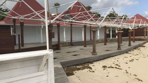 These homes on Nikki Beach in St. Barts are deserted Tuesday ahead of Hurricane Irma.