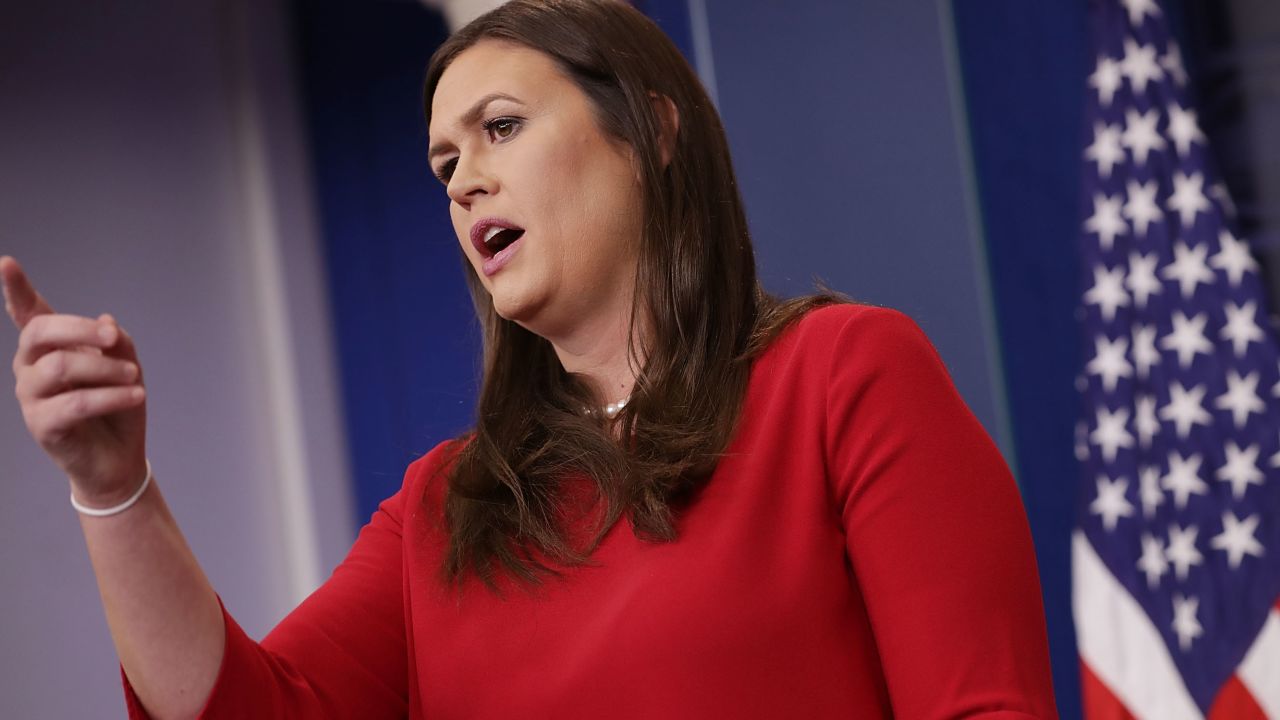 WASHINGTON, DC - SEPTEMBER 05:  White House Press Secretary Sarah Huckabee Sanders calls on reporters during the daily news conference in the Brady Press Briefing Room at the White House September 5, 2017 in Washington, DC. Sanders fielded questions about President Donald Trump's decision to end the Deferred Action for Childhood Arrivals immigration policy, an Obama-era executive action that allows certain undocumented immigratns who entered the country as minors to receive a renewable two-year period of deferred action from deportation and eligibility for a work permit.  (Photo by Chip Somodevilla/Getty Images)