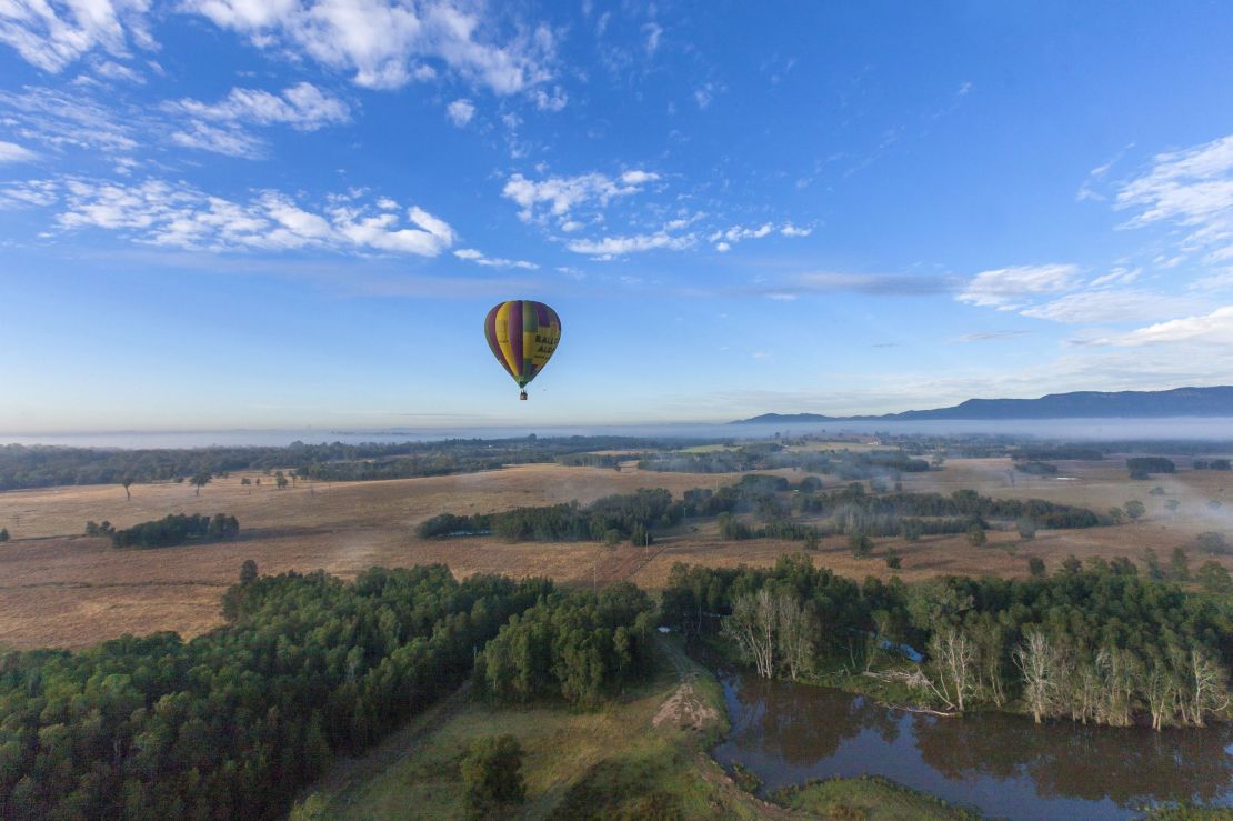 Hot air balloon rides are a popular way to take in the Hunter Valley.