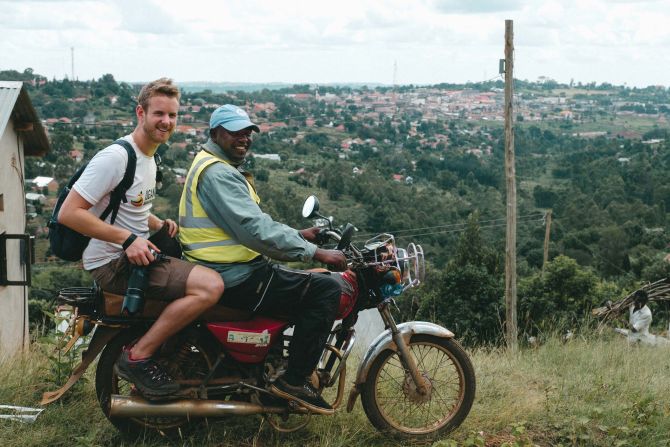 <strong>World traveler: </strong>Fed up with his office job, recent college graduate Richard Tilney-Bassett (pictured left) left the 9-5 behind and decided to travel the world -- exchanging his photography skills for lodging, sustenance and travel -- no exchange of money involved.