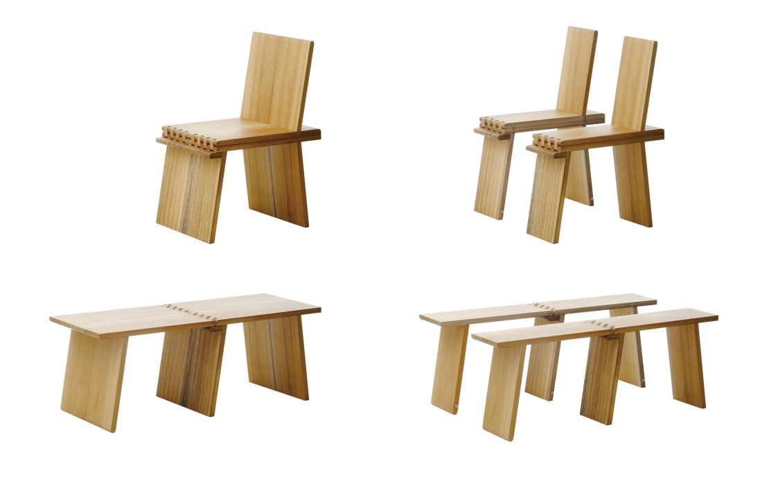 Foldable bench by Elvis Chang and Homer Concept.