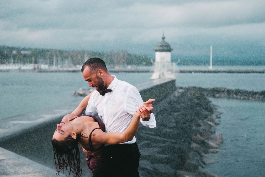 Tilney-Bassett captured this shot in Geneva of a couple dancing under a fountain.