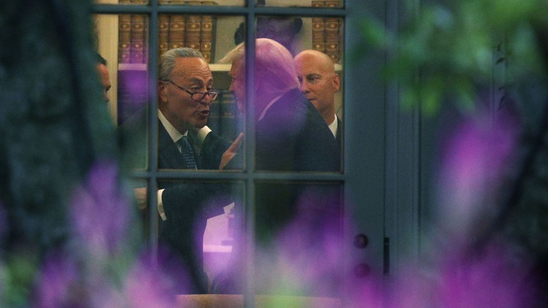 Senate Minority Leader Chuck Schumer and President Trump in the White House on Wednesday. (Photo by Alex Wong/Getty Images)