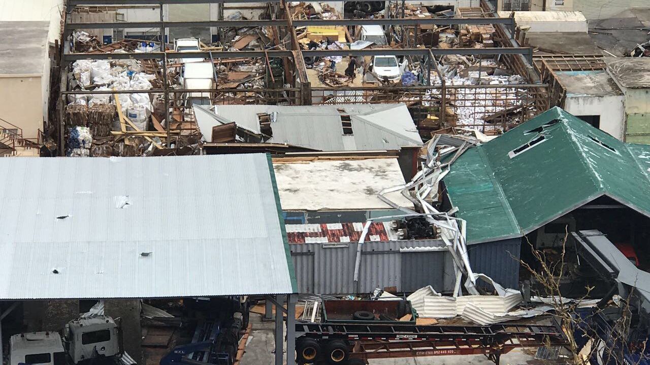 Hurricane Irma ripped the roofs off buildings in Point Blanche, St. Maarten.