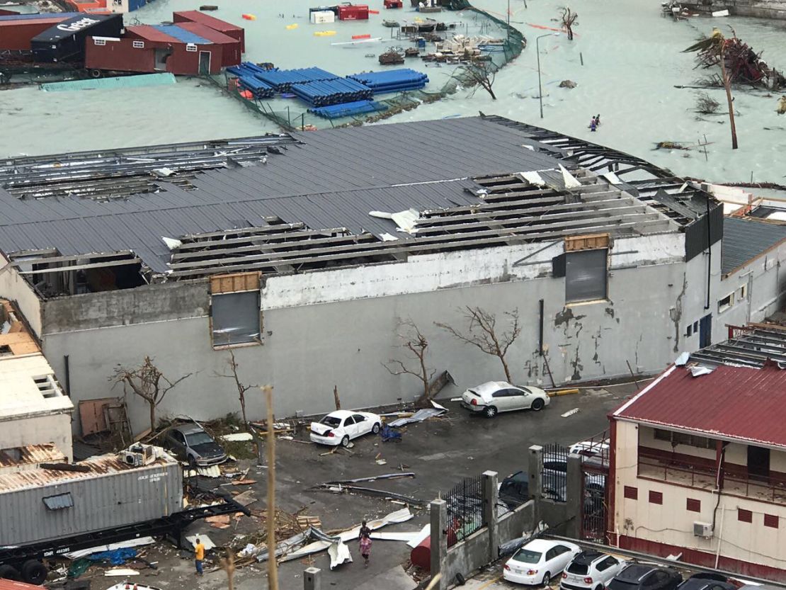 Damage from Hurricane Irma after it slammed Point Blanche, St. Maarten.