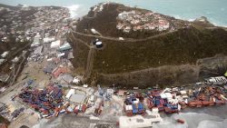 TOPSHOT - An aerial photography taken and released by the Dutch department of Defense on September 6, 2017 shows the damage of Hurricane Irma in Philipsburg, on the Dutch Caribbean island of Sint Maarten.
Hurricane Irma sowed a trail of deadly devastation through the Caribbean on Wednesday, reducing to rubble the tropical islands of Barbuda and St Martin. / AFP PHOTO / ANP / Gerben van Es / Netherlands OUT / RESTRICTED TO EDITORIAL USE - MANDATORY CREDIT "AFP PHOTO / DUTCH DEFENSE MINISTRY/GERBEN VAN ES" - NO MARKETING NO ADVERTISING CAMPAIGNS - NO ARCHIVES - NO SALE- DISTRIBUTED AS A SERVICE TO CLIENTS

        (Photo credit should read GERBEN VAN ES/AFP/Getty Images)