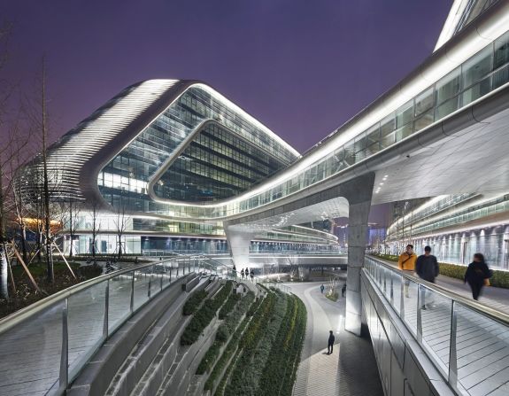 Zaha Hadid's first and only building in Shanghai, Sky Soho is an office and retail complex close to Shanghai's Hongqiao Airport.