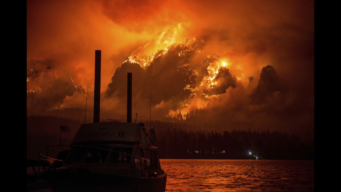 The Eagle Creek wildfire is seen across the Columbia River above Cascade Locks, Oregon, on Monday, September 4. Oregon State Police <a href="http://www.cnn.com/2017/09/06/us/oregon-fire-teenager/index.html" target="_blank">have identified a teenager</a> they believe started the fire, which has now merged with another wildfire and forced hundreds of people to flee the area.