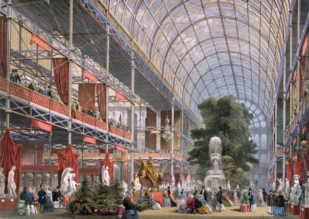 Where the expo craze all began. Held in the Crystal Palace, a custom-built glass confection <a href="index.php?page=&url=https%3A%2F%2Fwww.britannica.com%2Ftopic%2FCrystal-Palace-building-London" target="_blank" target="_blank">1,848 feet long and 408 feet wide</a>, the unprecedented event hosted technological innovation and cultural curiosities from around the world. Exhibits included the Koh-i-Noor diamond and the Americas Cup. The exhibition, overseen by Prince Albert, was wildly successful, turning a profit from over six million visitors including Charles Darwin, Charles Dickens, Charlotte Bronte and Lewis Carroll. <br /><br /><strong>Legacy:</strong> Three years after the exhibition closed, the palace was relocated from Hyde Park to Sydenham Hill in Southeast London. It passed between hands until 1936 when the structure was <a href="index.php?page=&url=https%3A%2F%2Fupload.wikimedia.org%2Fwikipedia%2Fcommons%2Fd%2Fd3%2FCrystal_Palace_Destoyed_1936.jpg" target="_blank" target="_blank">consumed by fire</a>. Its central legacy is the tradition of global expos, while the Crystal Palace gave its name to the area surrounding its second home. It also introduced to the world the modern public lavatory.