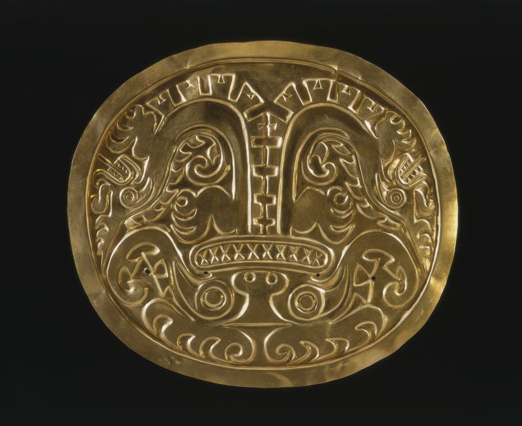 Found in Coclé, part of modern-day Panama, this gold ornament is one of the items about to go on display at the Getty Center's new exhibition "Golden Kingdoms: Luxury and Legacy in the Ancient Americas."