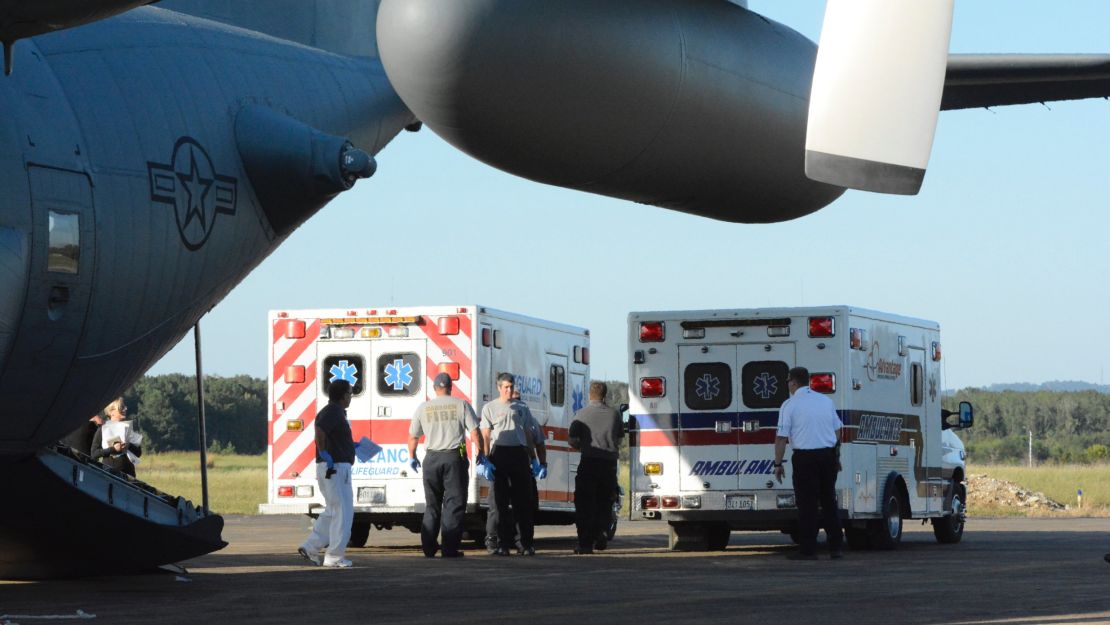 Eleven patients from the Lower Keys Medical Center were evacuated to Gadsden, Alabama, in a North Carolina National Guard aircraft.