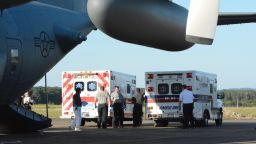 Ahead of Hurricane Irma, 11 patients at the Lower Keys Medical Center were evacuated from the Florida Keys to Gadson, Alabama in a North Carolina National Guard aircraft.