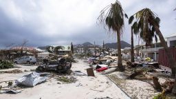 A photo taken on September 7, 2017 shows damage in Orient Bay on the French Carribean island of Saint-Martin, after the passage of Hurricane Irma.France, the Netherlands and Britain on September 7 rushed to provide water, emergency rations and rescue teams to territories in the Caribbean hit by Hurricane Irma, with aid efforts complicated by damage to local airports and harbours. The worst-affected island so far is Saint Martin, which is divided between the Netherlands and France, where French Prime Minister Edouard Philippe confirmed four people were killed and 50 more injured.  / AFP PHOTO / Lionel CHAMOISEAU        (Photo credit should read LIONEL CHAMOISEAU/AFP/Getty Images)