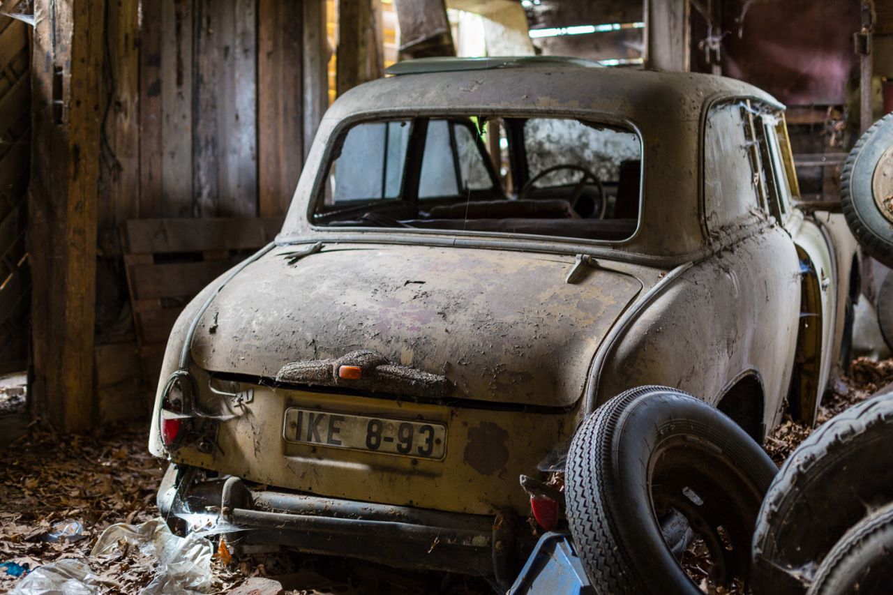 <strong>Abandoned Berlin --</strong><strong> garage</strong>: Fahey says he's had a few moments where he's nearly been caught in the act. He photographed this early-model Trabant, abandoned along with other cars in a garage at the back of a derelict house.