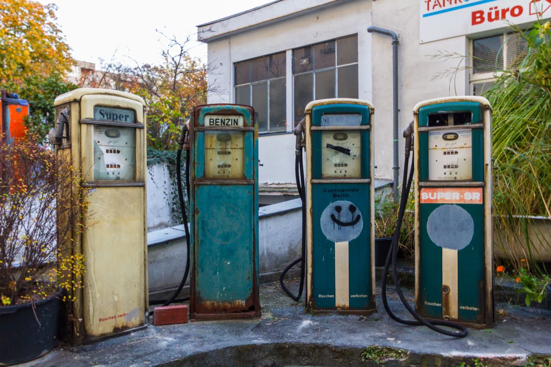 Fahey also captured this shot of gas pumps at a disused service station in the center of Berlin.