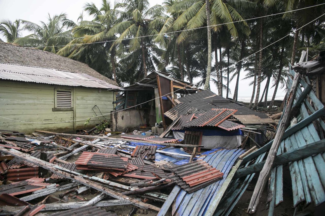 A flattened home is seen in Nagua, Dominican Republic, on September 7.