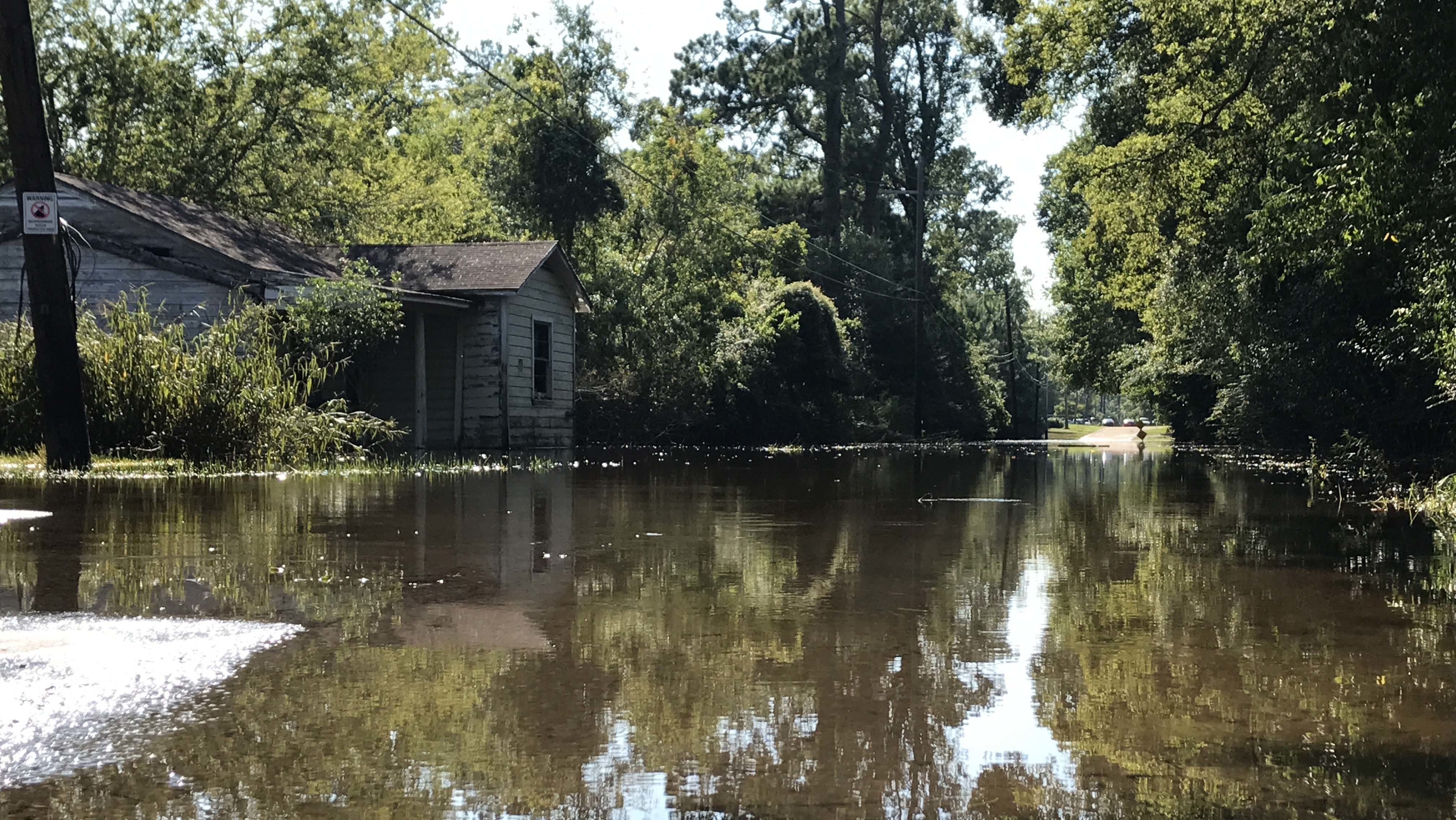 A home in Vidor, Texas, sits in floodwaters from nearby Smith Lake on September 6.
