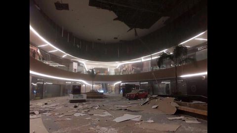 Damage is seen inside a mall in Tuxtla Gutierrez, Mexico.