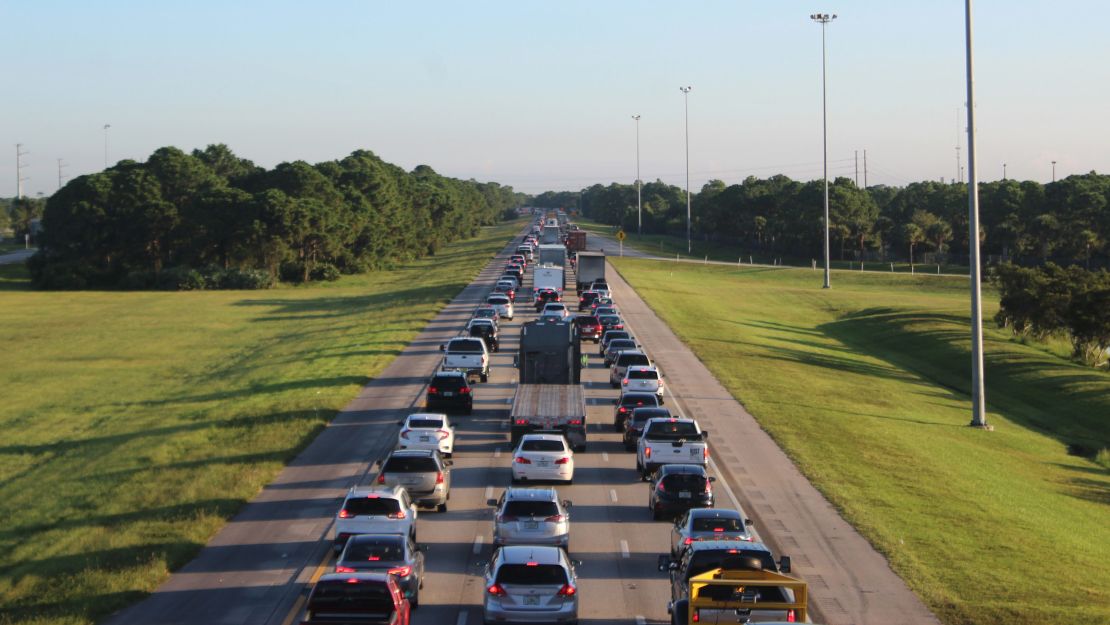  Evacuations cause gridlock on September 7, as residents of Port St. Lucie, Florida prepare for Hurricane Irma to hit the region. 