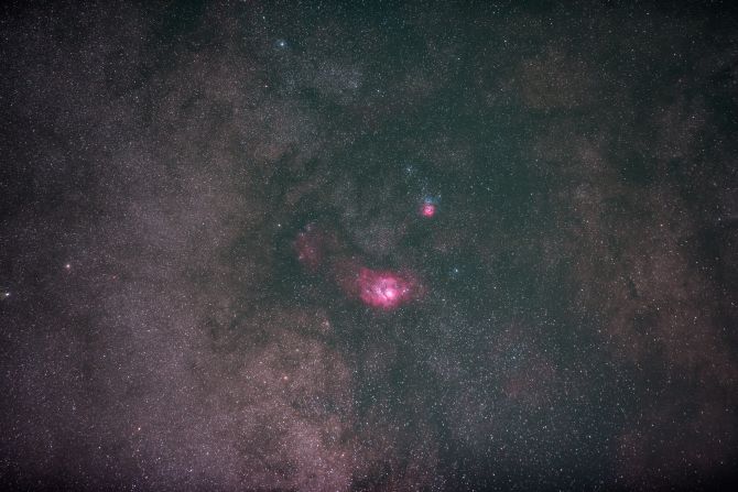 The Lagoon and Triffid nebulae pictured from Akoura, Lebanon.