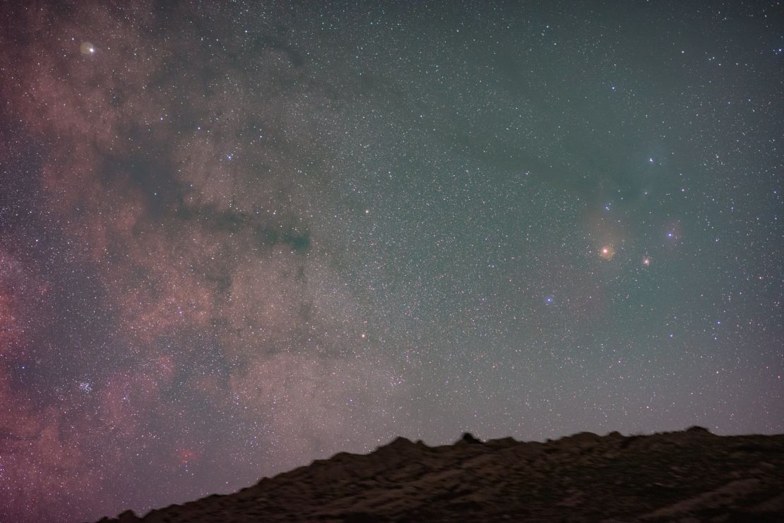 The Antares and Cats Paw nebulae are pictured from the town of Akoura, Lebanon.