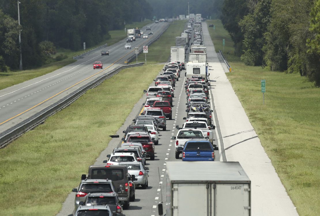Traffic slows to a crawl Friday on the northbound lanes of  Florida's Turnpike near I-75 in Wildwood.