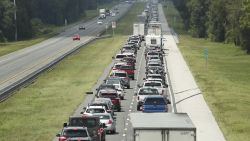 Traffic rolls at a crawl on the northbound lanes of Florida's Turnpike near the intersection of I-75 in Wildwood