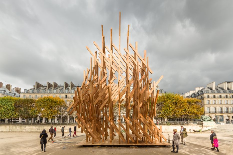 In 2015, Kengo Kuma & Associates installed this pavilion in Paris' Jardin des Tuileries.
