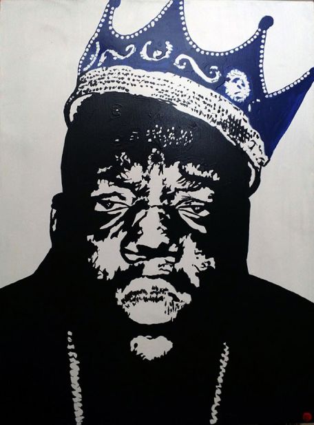 A painting of rapper Notorious BIG is available on online gallery site Bitpremier.com for 2.946 Bitcoin (or about $10,000, for the more traditional buyer).