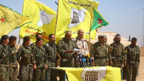 Ahmad Abu Khawlah, chief of a coalition of Arab tribes and fighters, announces the new push Saturday.