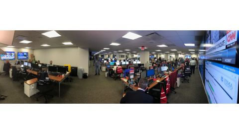 The scene inside FEMA's National Response Coordination Center.