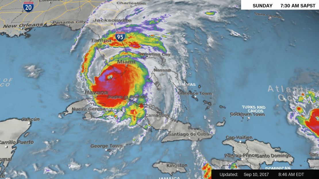 Hurricane Irma, shown by radar at 8:46 a.m. ET Sunday.