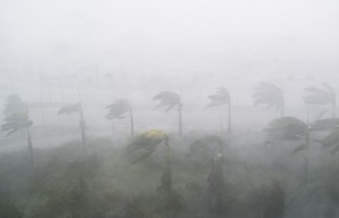 Heavy winds and rain blow through Miami on September 10.
