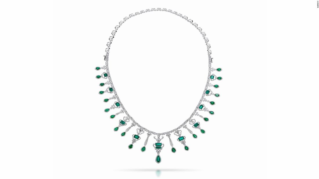 Another view of the "Conquistadora," created by Manuel Marcial de Gomar from 889 brilliant diamonds and 35 Colombian emeralds.  