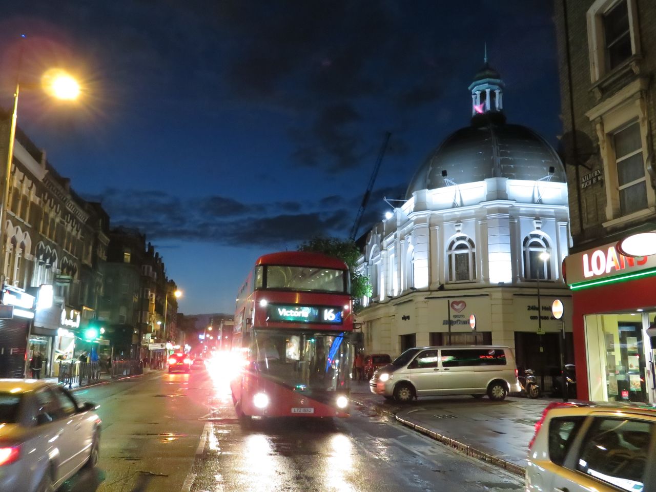 <strong>Night cityscape: </strong>Shooting in low light, using the Handheld Night Scene option, proved less successful. This shot rendered blurrier and grainier than other cameras.