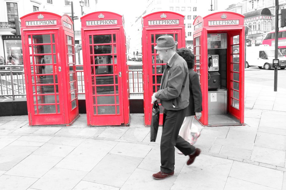 <strong>Unique feature: </strong>The Fuji has several advanced filters. This Partial Color (Red) mode produces an image in which all is black and white except anything colored red. It works well with classic phone booths in the UK.