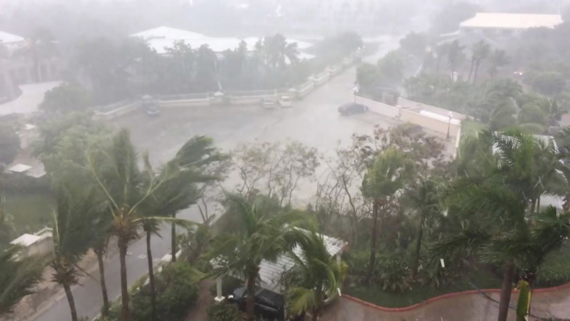 Hurricane Irma descends on Providenciales, in the Turks and Caicos Islands, on September 7.