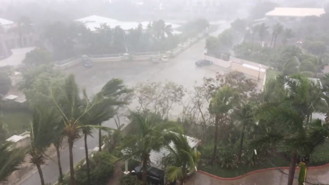 Hurricane Irma descends on Providenciales, in the Turks and Caicos Islands, on September 7.