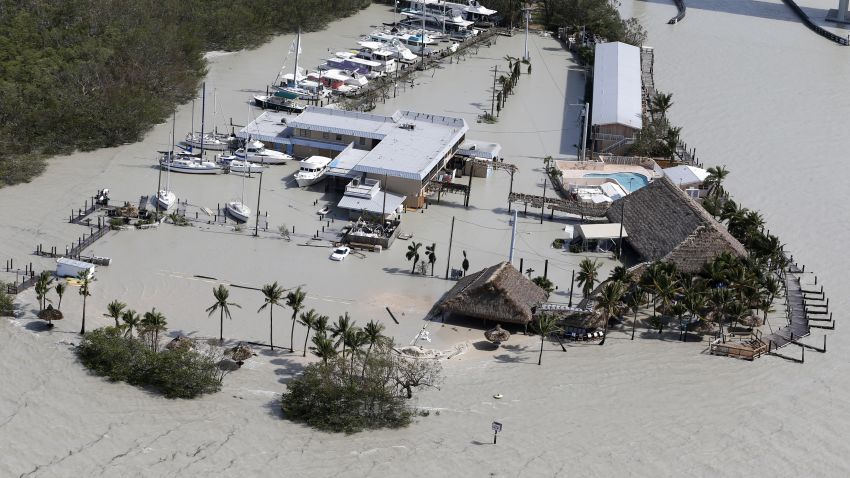 Floodwaters surround Gilbert's Resort in the aftermath of Hurricane Irma, Monday, Sept. 11, 2017, in Key Largo, Fla. (AP Photo/Wilfredo Lee)