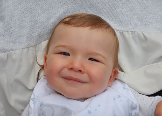 <strong>Baby shot:</strong> In Portrait mode, the automatic flash created a pleasing highlight in the young model's eyes.