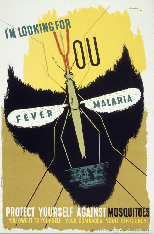 Abram Games was one of Britain's most famous <a href="http://edition.cnn.com/style/article/the-golden-age-of-poster-design/index.html">poster designers</a>. This anti-malaria poster from 1941 was one of many posters commissioned by the British War Office during WWII. 