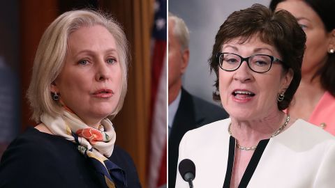 Sens. Kirsten Gillibrand, a New York Democrat (left) and Susan Collins, a Maine Republican.