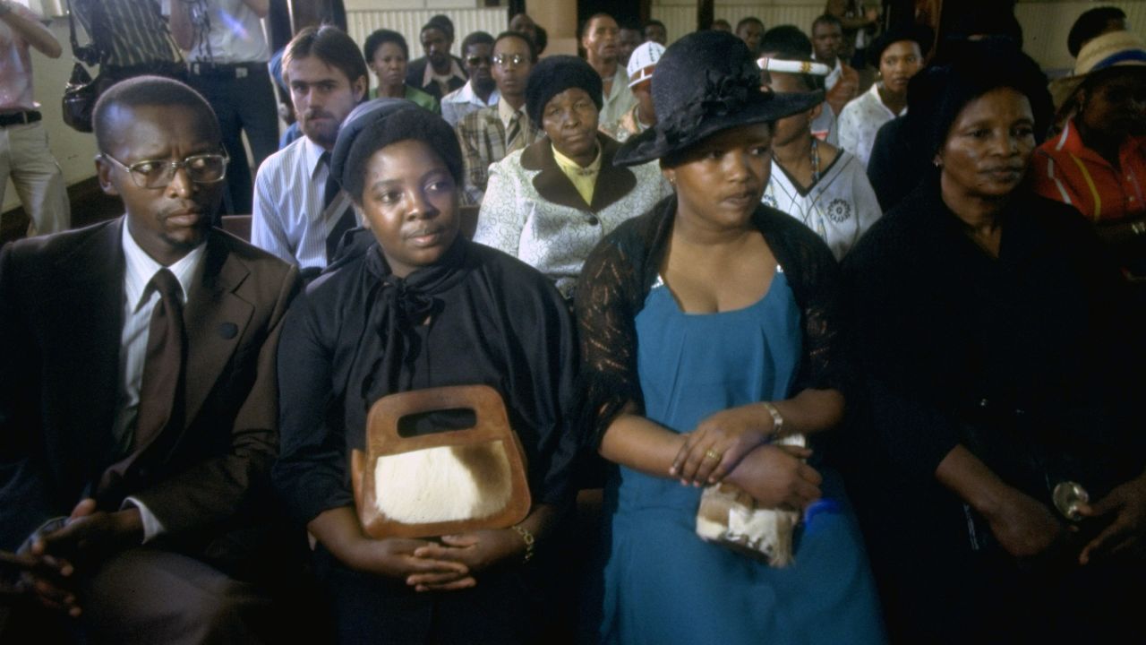 Nontsikelelo Ntsikie Biko, Steve Biko's wife (second right) sits with Biko's mother (right), brother and sister at the inquest into the civil rights activist's death.