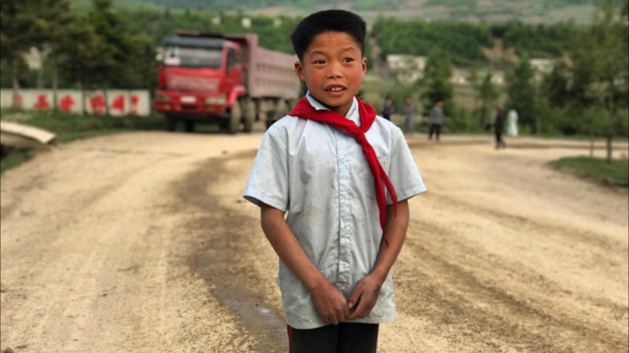 A boy living in the mountainous northeastern border region on September 3, not far from North Korea's sixth nuclear test.